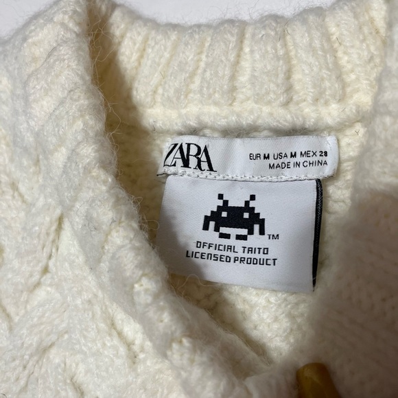 Zara Jacquard Vest Size M Women Space Invaders Sleeveless Cropped Ribbed Knit - Picture 9 of 9